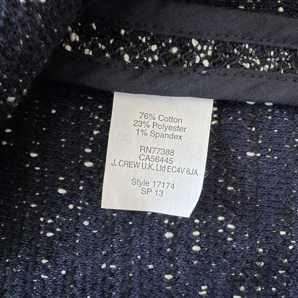 J Crew NWT Micro Tweed Stretch Jacket Blazer Blue Full Zip XL Preppy Office - Picture 10 of 10